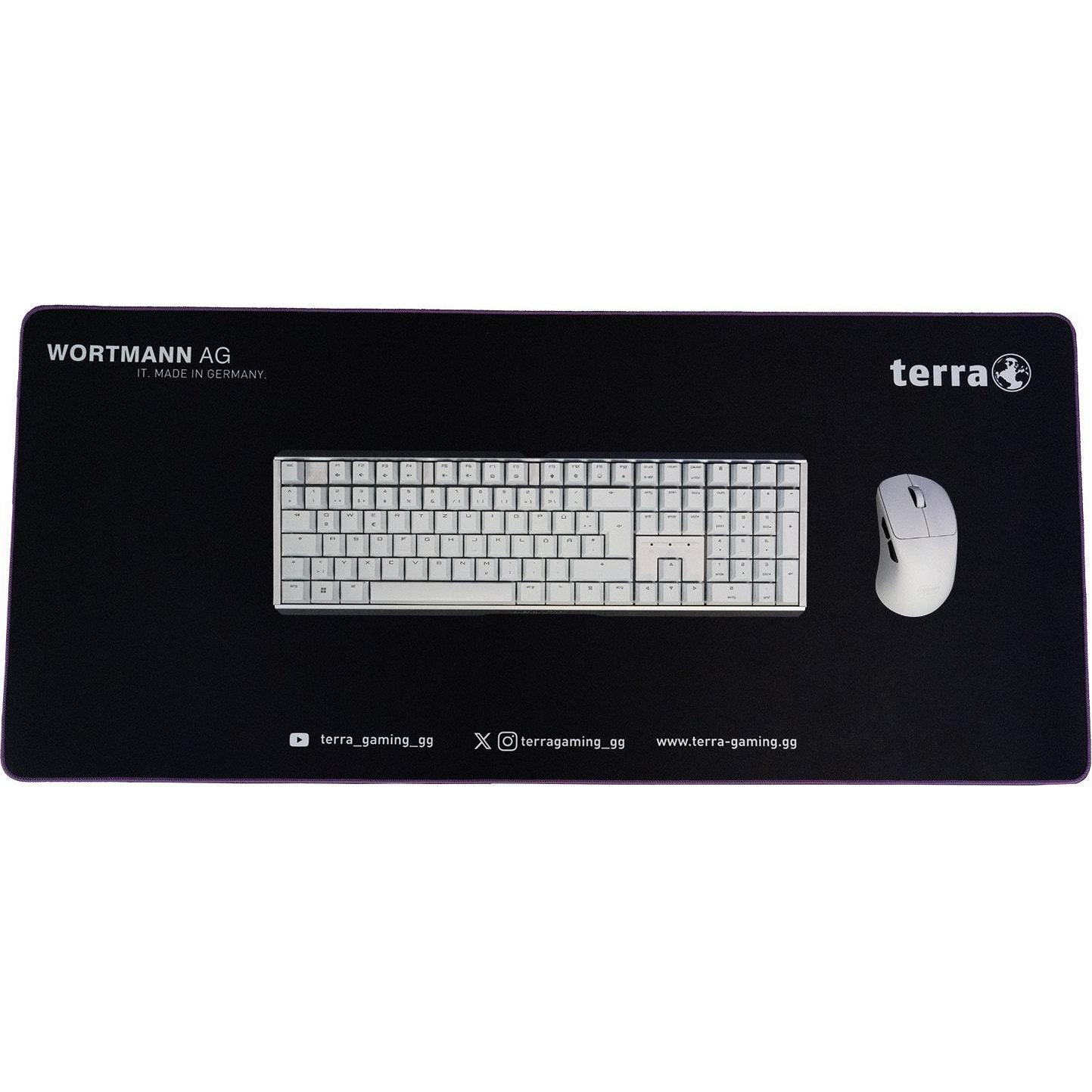 Thumbnail - Wortmann TERRA Mousepad XXL NEON Gaming black/purple lila Umkettelung, 900 x 400 x 3 mm (XXL), Mausmatte, Schwarz