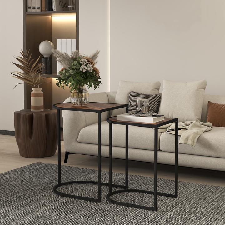 Image du produit Homcom Couchtisch Set MDF, Stahl Braun