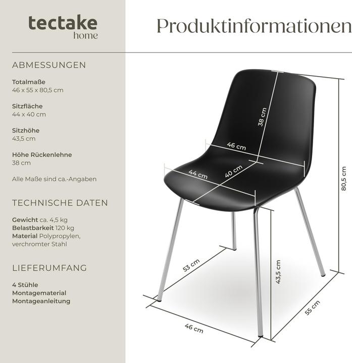 Produktbild tectake Kunststoffstühle Mave