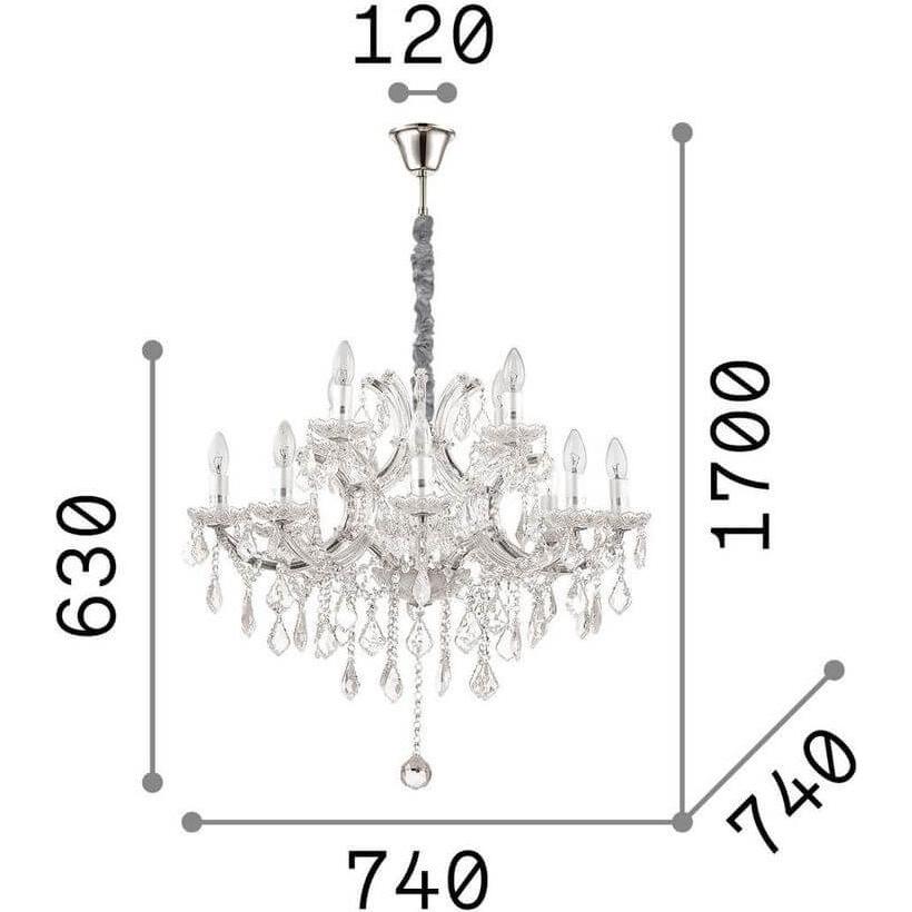 Thumbnail - Ideal lux, Pendelleuchte, NAPOLEON Pendelleuchte E14 12-fach ⌀740mm dimmbar Chrom 167251 (E14)