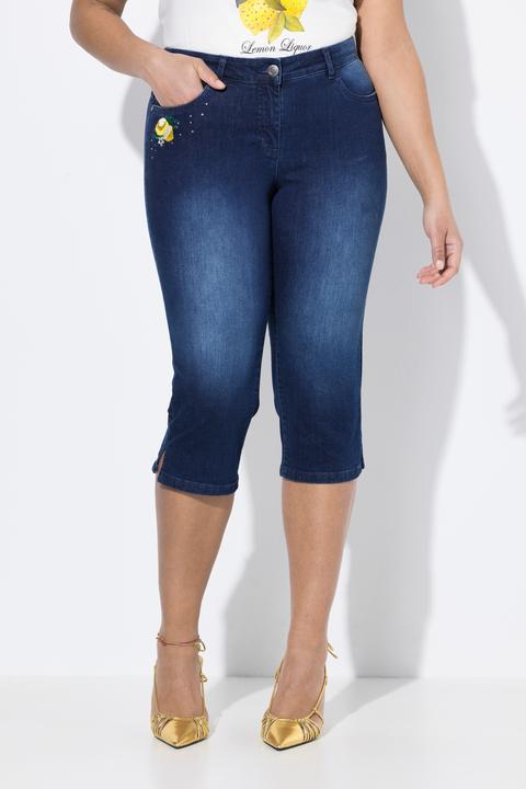 Produktbild Miamoda 3/4-Caprijeans Carrie, Zitronen-Stickerei, Glitzersteinchen (56)