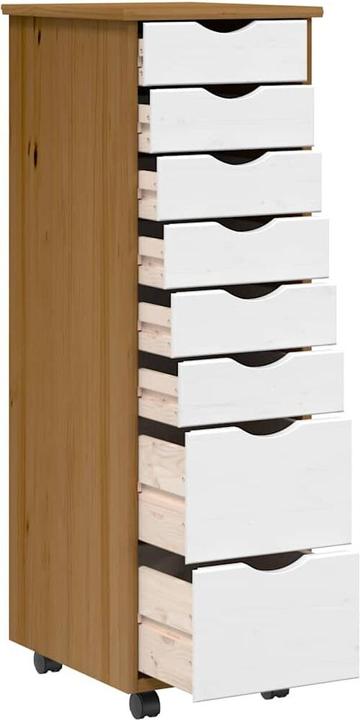 Produktbild VidaXL Rollschrank mit Schubladen MOSS Honigbraun Massivholz Kiefer