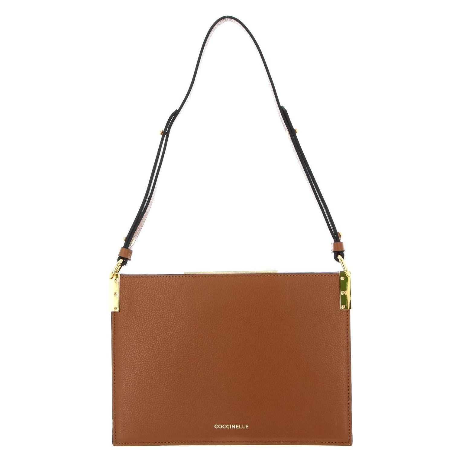 Coccinelle, Damen, Handtasche, Delices Canvas Flat Shoulder Bag, Mehrfarbig, Braun