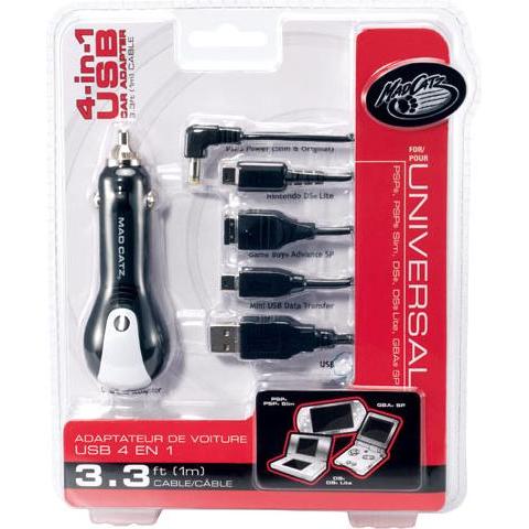 MadCatz MAD CATZ 4 in 1 Single USB Car Adapter, Adattatore per auto