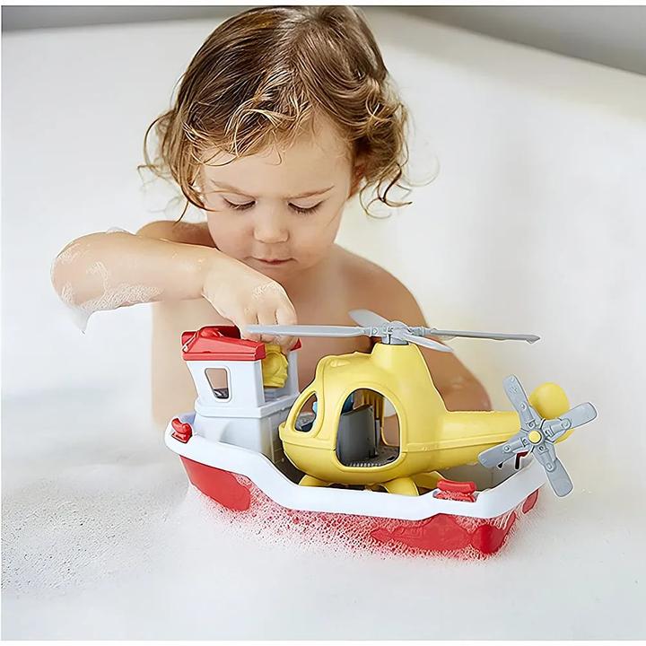 Actual product image Green Toys Lifeboat with helicopter