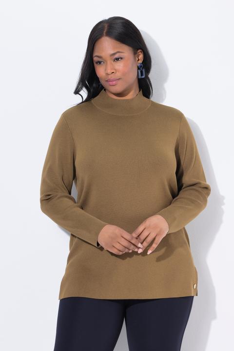 Produktbild Ulla Popken Pullover, Ripp-Stehkragen, Langarm, Feinstrick (58)