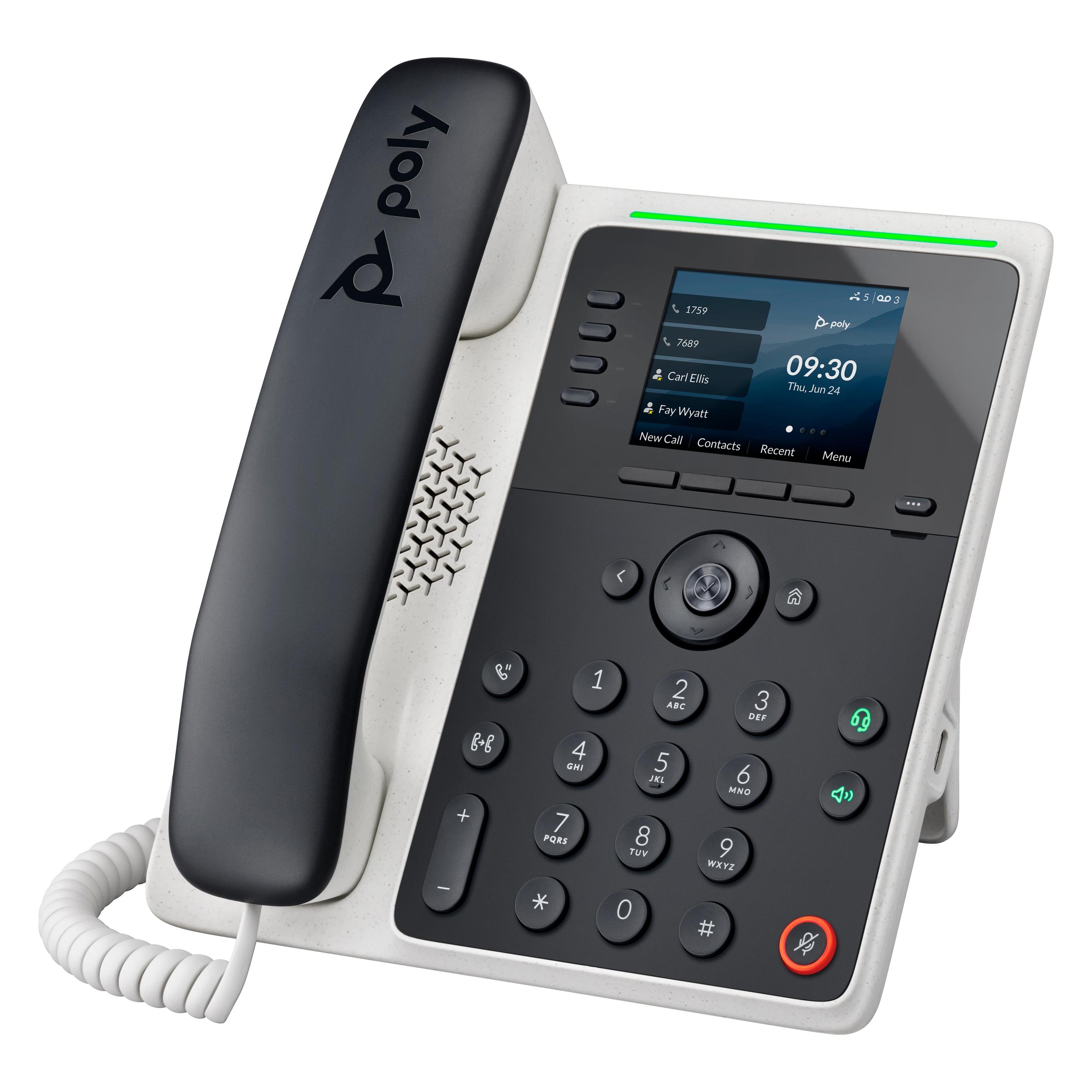 HP Poly Edge E220 IP PH PoE-e, Telefon, Schwarz, Weiss