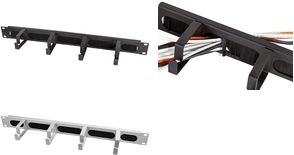 Image du produit LogiLink Panneau guide-câbles 19" avec 4 étriers en acier et barrette à brosses, noir