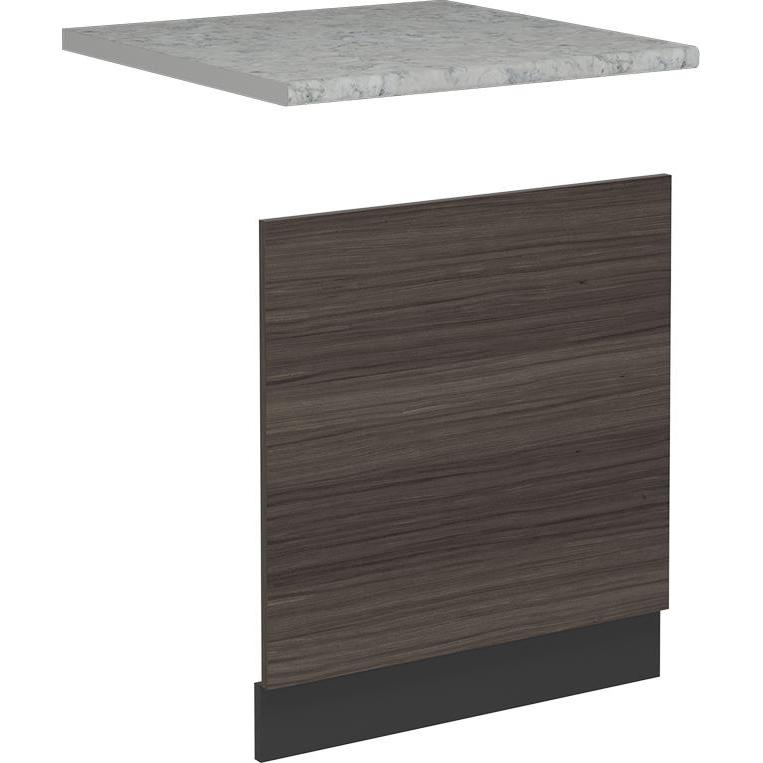 Vicco Geschirrspülblende R-Line, Edelgrau/Anthrazit, 60 cm, AP Marmor, Geschirrspüler Zubehör, Grau