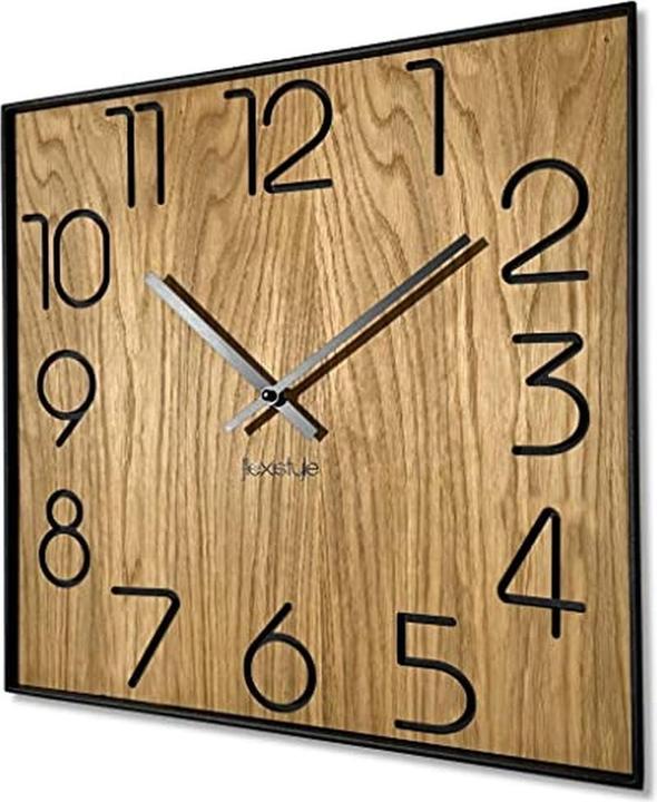 Flexistyle Horloge mural en bois de chêne silencieux sans tic-tac (40 cm)
