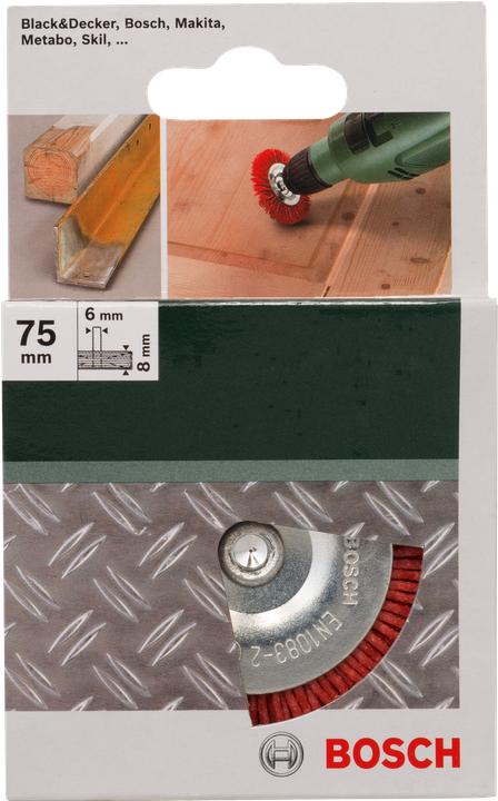 Produktbild Bosch Zubehör Scheibenbürsten für Bohrmaschinen – Nylondraht mit Korund Schleifmittel K80, 75 mm (80)