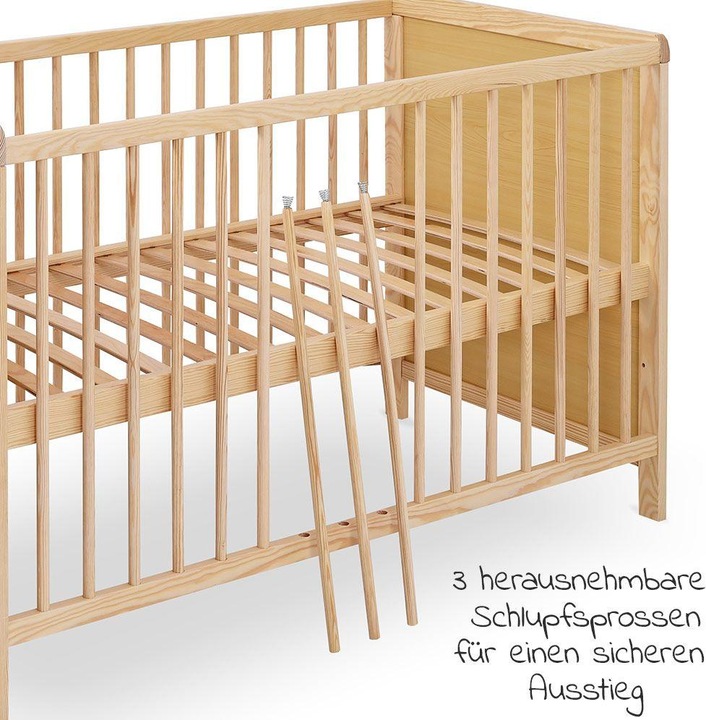 Produktbild jonka Gitterbetten Kinderbett Ben Kiefer 60 x 120 cm - Natur (60 x 120 cm)