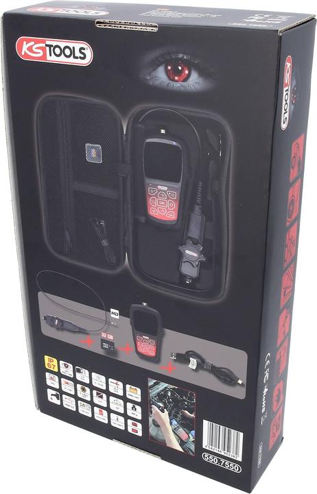 Image du produit KS Tools Kit vidéoscope HD avec sonde frontale HD Ø 3.9 mm 180° et 0°, gaine flexible en PVC, 3 pièces