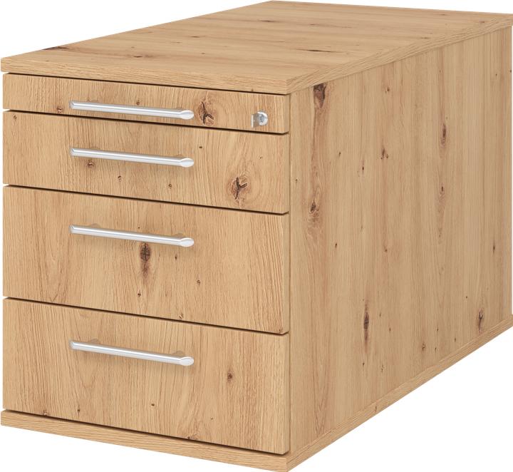 Produktbild Hammerbacher Rollcontainer 80cm,3Schub,Schloss RE Asteiche (42.80 x 80 x 51.20 cm)