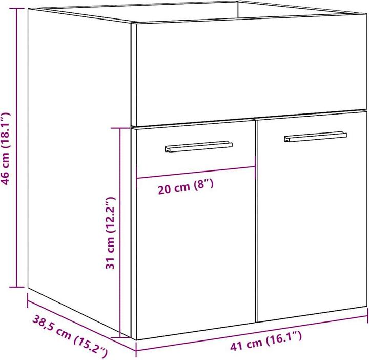 Image du produit VidaXL Armoire pour lavabo Chêne Sonoma 41x38,5x46 cm Matériau dérivé du bois