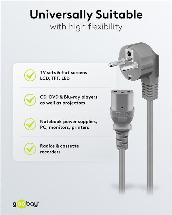 Productafbeelding Goobay Voedingskabel IEC 60320 C13 naar CEE 7/7 (2 m)
