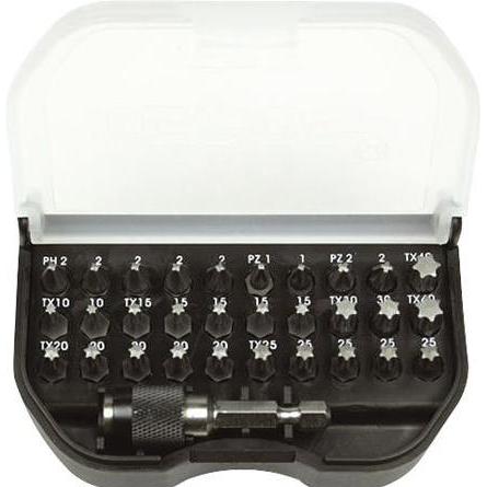 Areco, Bits, TECOS Bit-Set mit 31 Teilen in schwarzer BoxTorx-, Pozidriv- und PhillipskerbeSchnellverschluss-Magn