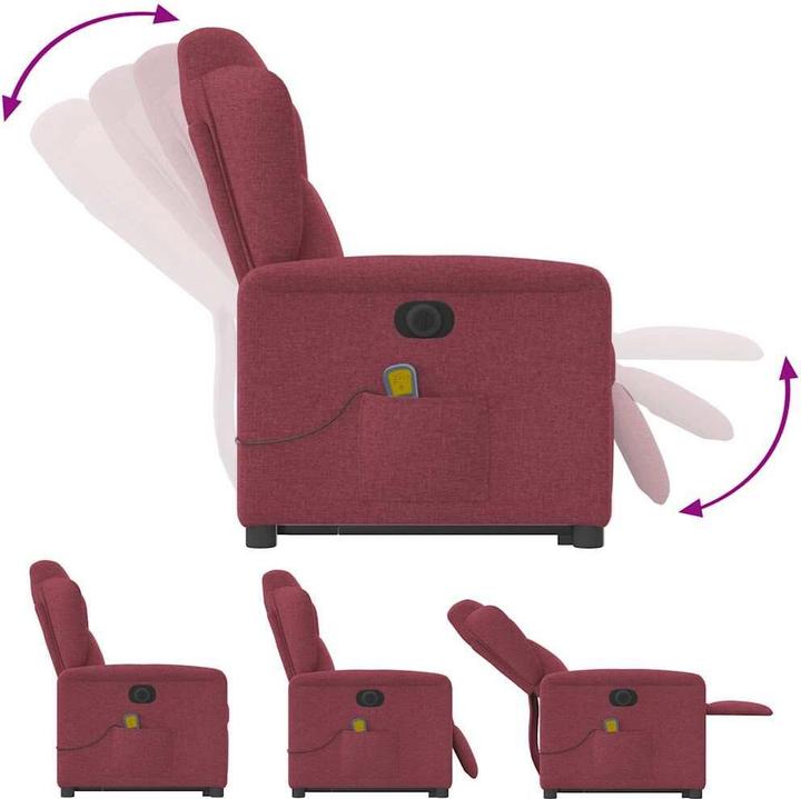 Immagine prodotto VidaXL Poltrona massaggiante elettrica con ausilio per l'assistenza in piedi in tessuto rosso vino