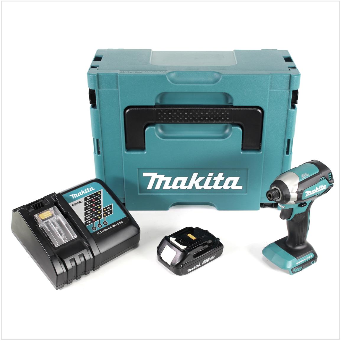 Thumbnail - Makita, Bohrmaschine + Akkuschrauber, DTD 153 RA1J Akku Schlagschrauber 18 V 170 Nm 1/4" Brushless + 1x Akku 2,0 Ah + La...