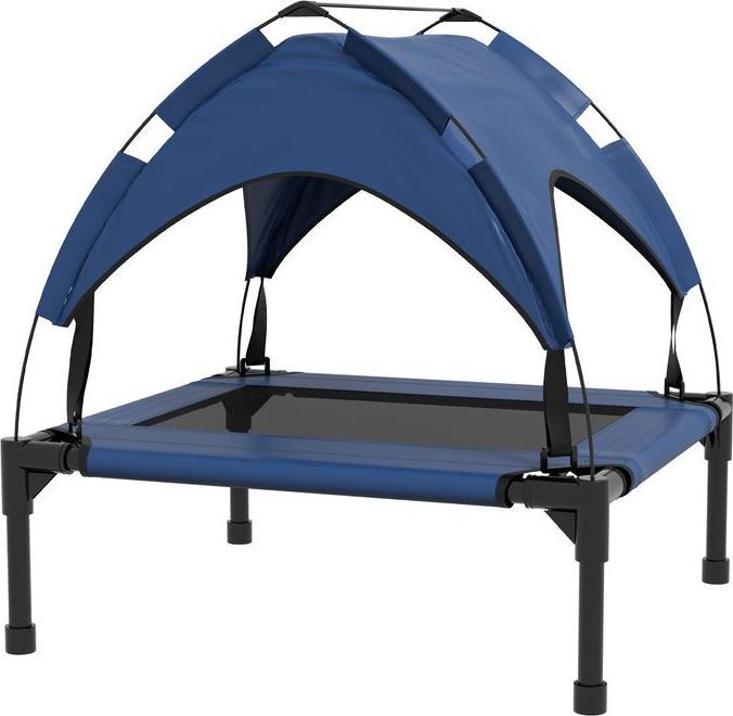 Produktbild Swisshandel24 Erhöhtes Hundebett mit Baldachin, Outdoor Hundeliege mit Dach, 76x61x69.5cm, dunkelblau (Hund)