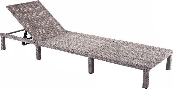 Actual product image Swisshandel24 Poly-Rattan Sunlounger, Relax Lounger Garden Lounger - Premium Grey, Cushion Dark Grey (198 cm)