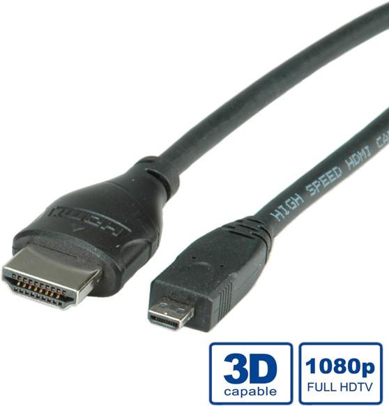 Produktbild Roline micro HDMI (Typ D) — HDMI (Typ A) (2 m)
