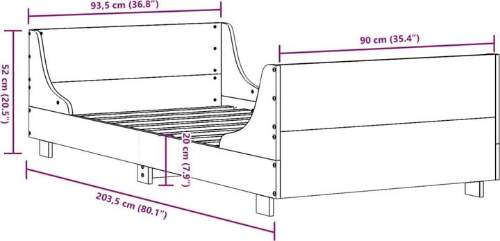 Produktbild vidaXL Bettrahmen (90 x 200 cm)
