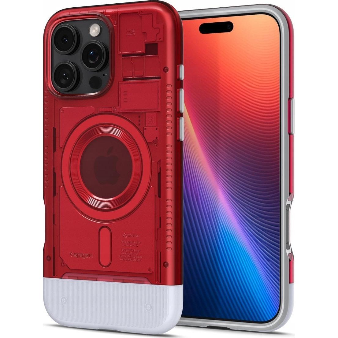 Spigen Classic C1 (MagFit) (Apple iPhone 16 Pro), Smartphone Hülle, Rot
