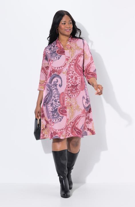 Produktbild Ulla Popken Kleid, A-Linie, Kelchkragen, V-Ausschnitt, 3/4-Arm (42, 44)
