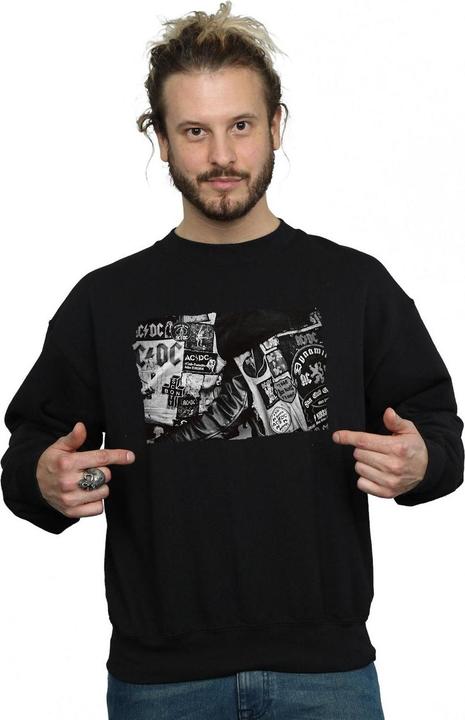 Actual product image AC/DC Mens Badges And Posters Collection Cotton Sweatshirt (XL)