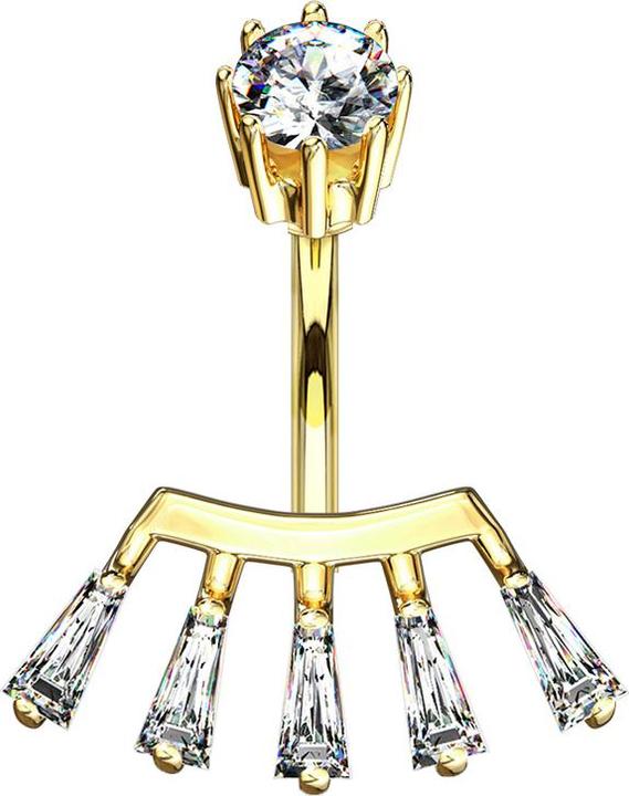 Produktbild Star Piercing Banane Innengewinde 14k vergoldet Prinzessin (Messing, Chirurgenstahl 316L)