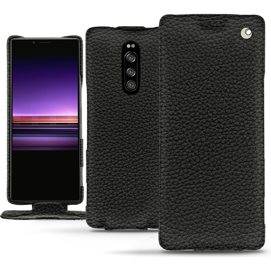 Noreve Lederschutzhülle vertikal (Sony Xperia 1), Smartphone Hülle, Schwarz