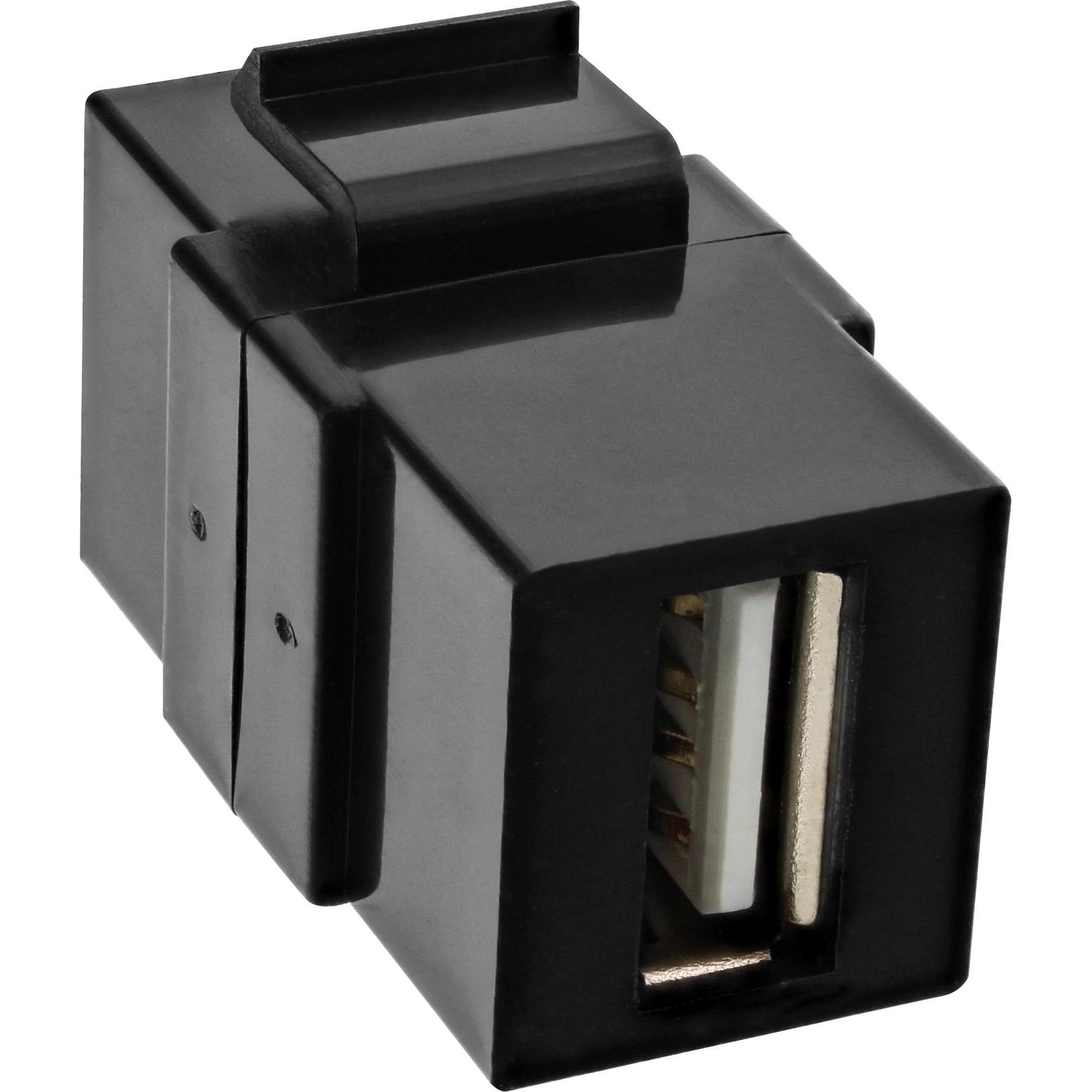 InLine  USB 2.0 Keystone Snap-In Einsatz, USB A Buchse/Buchse, schwarzes Gehäuse (0.03 m, USB 2.0), USB Kabel