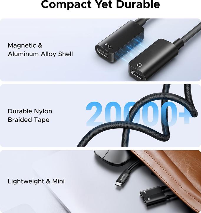 Image du produit Ugreen USB-C Audio Adapter for Headphones and Charging (USB Type C)