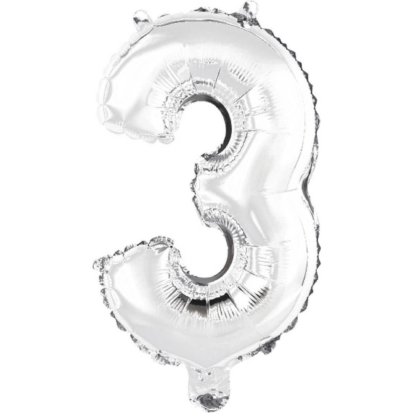 Amscan Silberfarbener Folienballon, Höhe 41cm Nummer 3