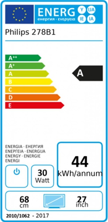 Energy Label Philips 278B1/00 (3840 x 2160 Pixels, 27")