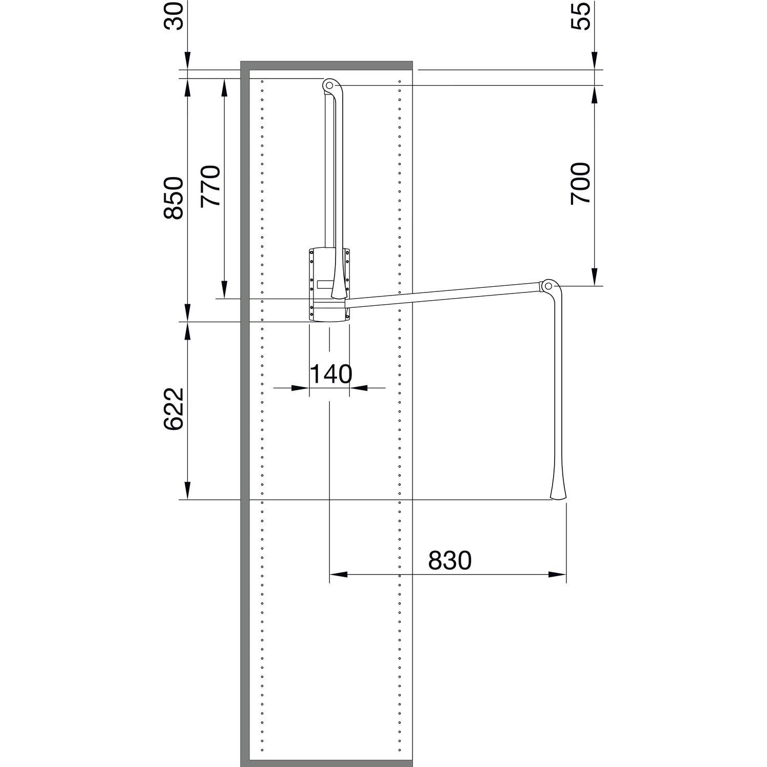 Thumbnail - Servetto, Möbelausstattung, Kleiderlift Junior 600 - 1000 mm anthrazit/anthrazit (1 Stk.)