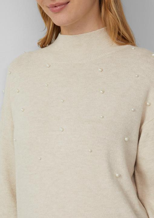 Image du produit s.Oliver Strickpullover Feinstrickpullover mit Stehkragen und Schmuck-Perlen (40)