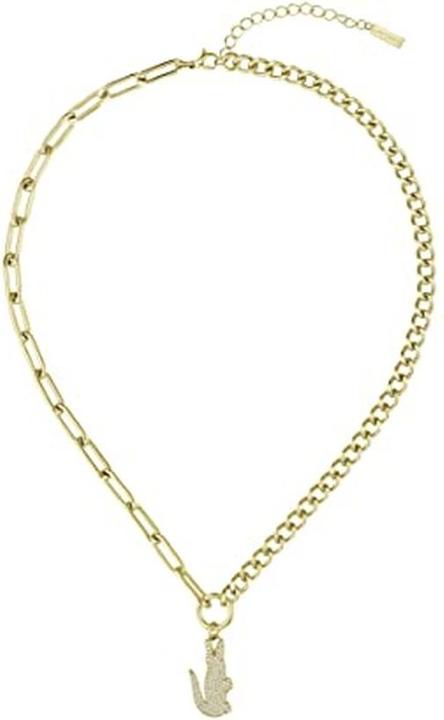 Lacoste - Distinctive gold-plated necklace with zircons Crocodile 2040145