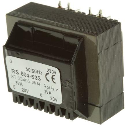 Thumbnail - Rs Pro Transformator PCB 6VA 2x20V, Transformator