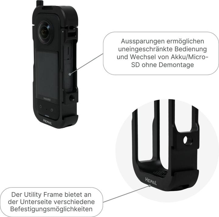 Actual product image Hermex Utility Cage for Insta360 X3 Utility Frame Frame Protection Aluminium