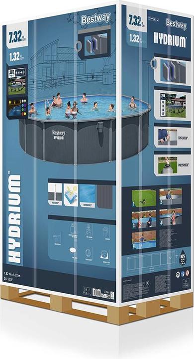 Image du produit Bestway Hydrium Kit piscine hors sol en acier 7,32 x 1,32 m (732 x 132 cm)