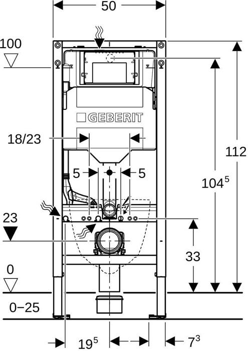 Produktbild Geberit GE Duofix Element f. WWC, 112 cm mit Sigma UP-SPK 12 cm
