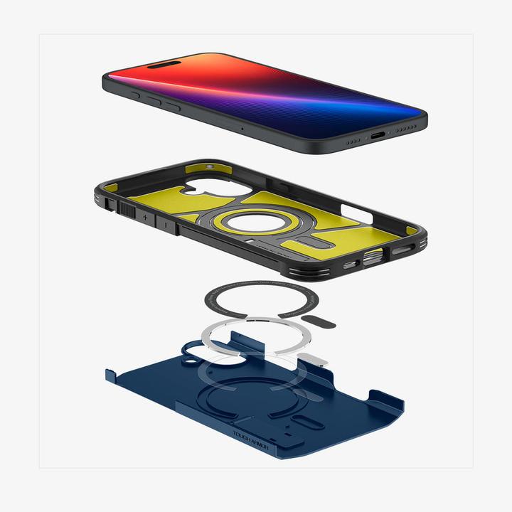 Actual product image Spigen Tough Armor MAG iPhone 16 MagSafe navy blue ACS08217 (Apple iPhone 16)