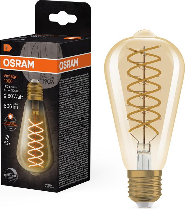 Actual product image Osram Vintage 1906 LED CLASSIC EDISON DIM (E27, 8.80 W, 806 lm, 4 x, F)