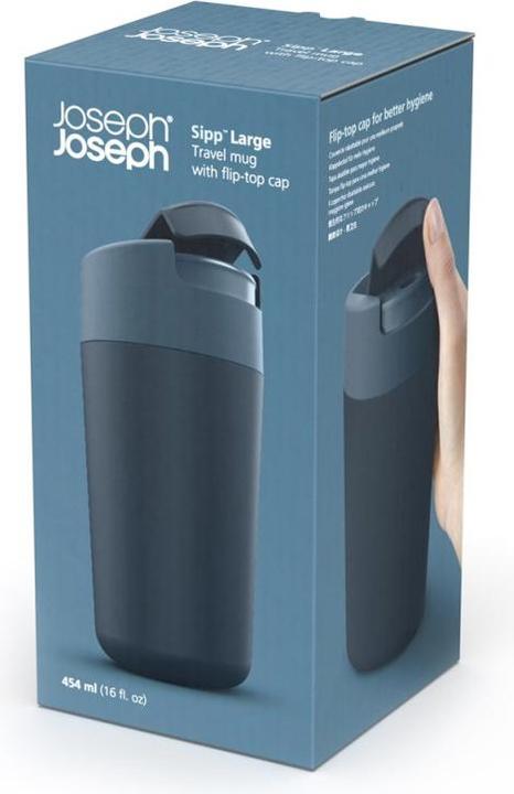 Produktbild Joseph Joseph Sipp Reisebecher mit Klappdeckel - 454 ml 16 fl. oz - Blau (0.45 l)