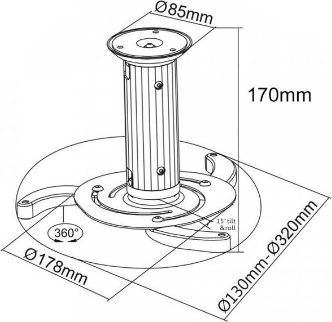 Image du produit Maclean MC-515 Universal Ceiling Mount for Projector 10 kg (Plafond)