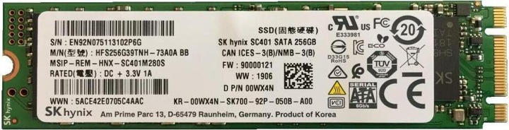Image du produit Dell SSDR 256 S3 2280 MICRON M600 (256 Go)