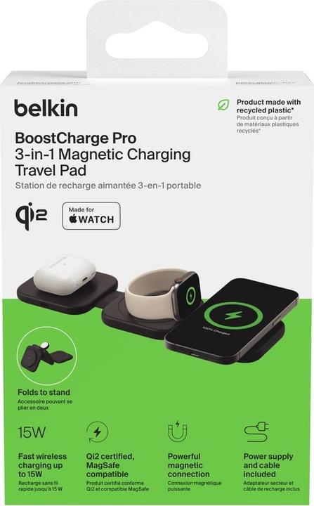 Produktbild Belkin BoostCharge Pro 3-in-1 Qi2 Ladestation (15 W)