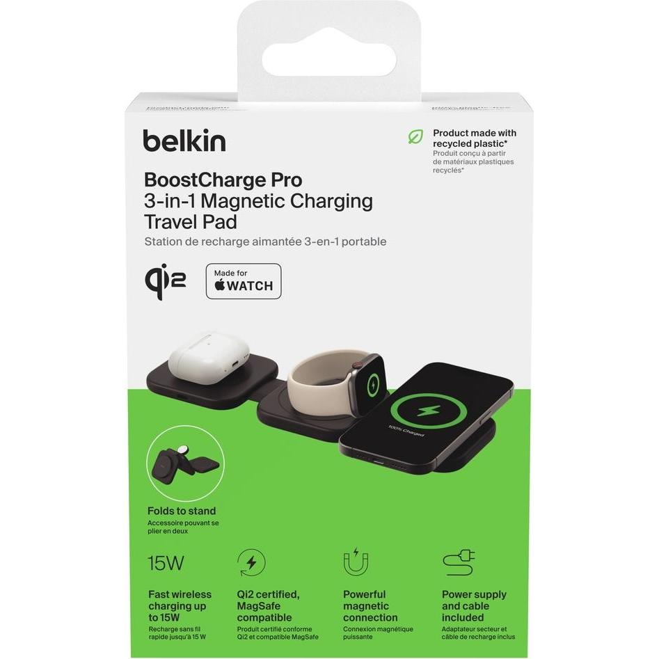 Thumbnail - Belkin Boost Charge Pro Qi2 3in1 (15 W), Wireless Charger, Schwarz